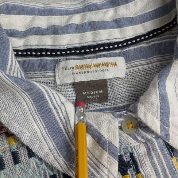 Anthropologie Pilcro Embroidered Long Sleeve Button Up Blouse Top, Size M - Picture 3 of 7